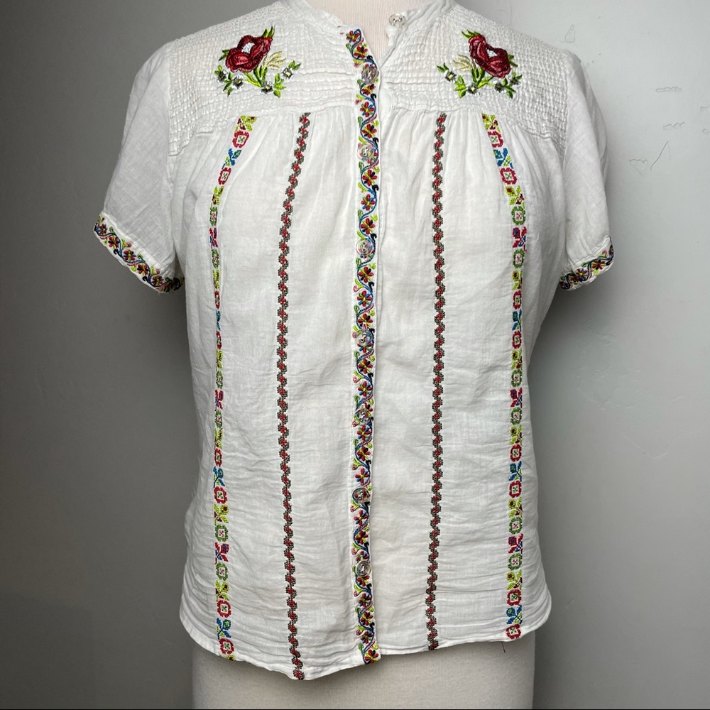 Johnny Was Blouse Rose Embroidered - Picture 4 of 14